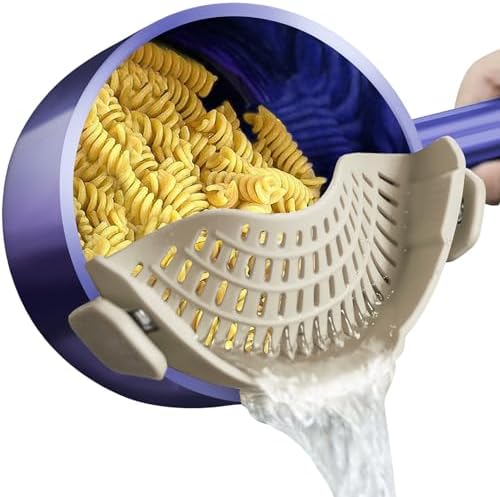 AUOON Pasta Strainer Clip on Silicone, Standard 8.86 x 3.55 in, MilkShake by AUOON