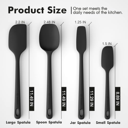 ChefAide 4 Pieces Silicone Spatulas Set, Heat Resistant Rubber Spatula - Image 2