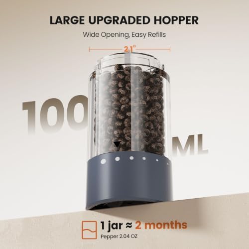 Electric Salt and Pepper Grinder Set - Rechargeable Automatic Salt and Pepper Shakers, Kitchen Appliances with External Adjustable Coarseness, Larger Hopper for Cooking, Home Gifts(2 Pack,Slate Gray) - Image 4