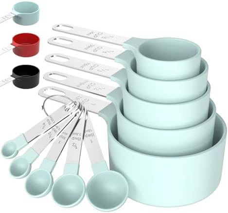Measuring Cups & Spoons Set, Stackable Cups and Spoons by TILUCKBringsGoodLuck