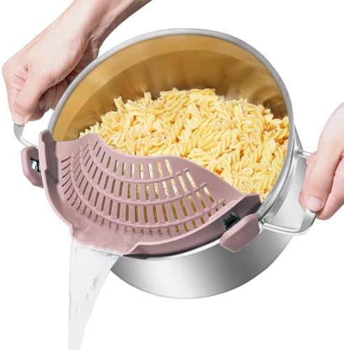 AUOON Pot Strainer Clip on Silicone, Large 10.45 x 4.33 in, Almond Rose by AUOON
