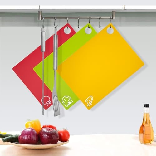 GoodLuck 7 Pieces Flexible Cutting Boards with Hanging Hole, BPA Free Plastic Cutting Boards for Kitchen, Non Slip Cutting Mat for Meat and Vegetables - Image 5