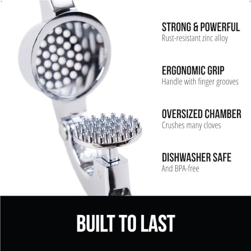 GORILLA GRIP Garlic Press and Peeler Set, Heavy Duty Mincer, Hunter Green - Image 2