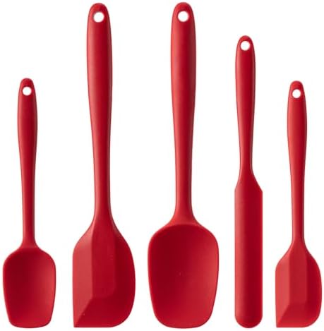Silicone Spatula Set,5 Piece Food Grade Rubber Spatulas,RED by Hoewina