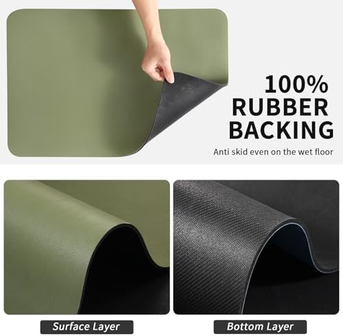 HotLive Dish Drying Mat for Kitchen Counter, Heat Resistant Drainer Mats with Non-slip Rubber Backed, Hide Stain Kitchen Super Absorbent Draining Mat, Easy to Clean Dish Rack Pad, Green 16"x18" - Image 5