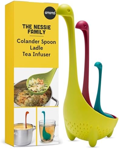 The Nessie Family by OTOTO - Pack of 3 Tea Infuser, Soup Ladle, and Colander - Cute Kitchen Accessories, Cooking Gifts, Funny Kitchen Gadgets, Kitchen Gifts by OTOTO