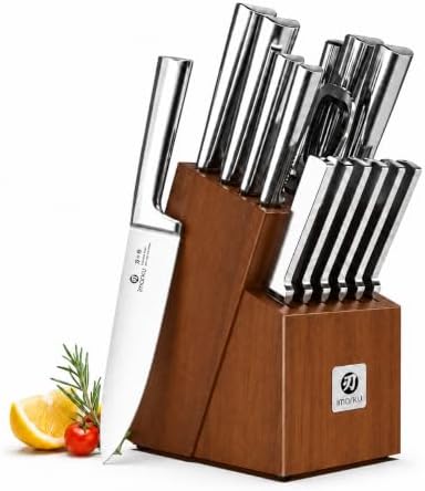 imarku 15-Piece Knife Block Set Built-in Sharpener, Santoku for kitchen by imarku