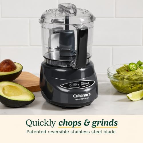 Cuisinart Mini-Prep Plus Food Processor, 24-Ounce Mini Food Processor to Chop Herbs, Vegetables, and Hard Cheese, 24-Ounce Work Bowl, Reversible Stainless Steel Blade, DLC-2AMGSLT, Dark Grey - Image 3