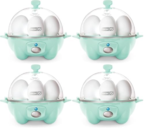 Dash Rapid Egg Cooker - Boiler,Poacher & Steamer - Includes Measuring & Recipe Guide - Dishwasher Safe - Holds 7 Eggs,Aqua,(Pack of 4) by Dash