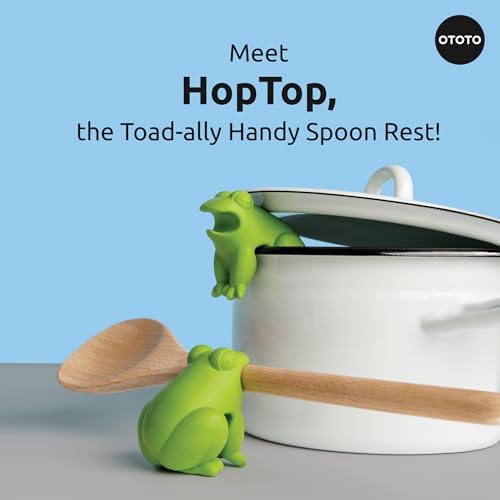 OTOTO New HopTop Frog Spoon Holder for Stove Top - Spoon Rest for Stove Top and Steam Releaser, Cute Kitchen Accessories, Cooking, Cool Gadgets, Fun Kitchen Gifts, White Elephant Gifts - Image 2