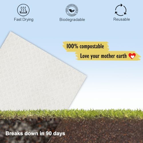 MoLKENE Swedish Dishcloths for Kitchen, 6 Pack Reusable Paper Towels, White - Image 6