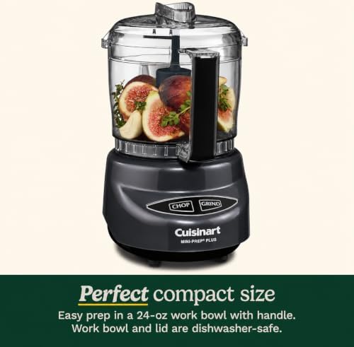 Cuisinart Mini-Prep Plus Food Processor, 24-Ounce Mini Food Processor to Chop Herbs, Vegetables, and Hard Cheese, 24-Ounce Work Bowl, Reversible Stainless Steel Blade, DLC-2AMGSLT, Dark Grey - Image 4