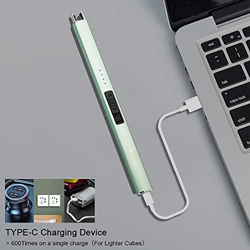 SUPRUS Electric Lighter Arc Windproof Flameless USB Rechargeable Lighter with Safety Lock for Candle BBQ Camping (Green) - Image 6