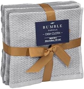 Bumble Premium Dish Cloths 13"x13" (6 Pack) | 100% Natural Ring Spun Cotton | 400 GSM | Highly Absorbent & Soft |Yarn Dyed & Solid Dyed Terry Dish Cloth Set - Grey - Image 7