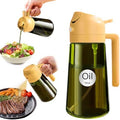 YARRAMATE 16oz/470ml Light-Blocking Dark Oil Sprayer for Cooking, 2 in 1 Olive Oil Dispenser Bottle for Kitchen, Premium Dark Green Glass Oil Bottle, Food-Grade Oil Mister for Air Fryer, BBQ (Orange) by YARRAMATE