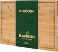 Kikcoin 17"×11" Bamboo Cutting Boards for Kitchen, Knife-Friendly Food Grade Wooden Cutting Boards for Kitchen, Charcuterie, Extra Large Chopping Boards with Deep Juice Groove, Reversible, Natural by Kikcoin