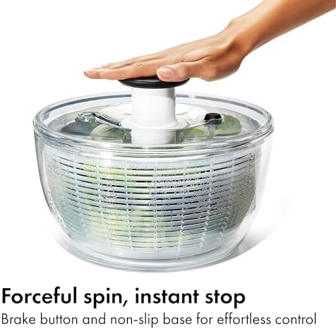 OXO Good Grips 6.22 Qt Salad Spinner, Vegetable Washer with Bowl & Strainer - Image 4