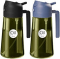 YARRAMATE 2Pcs 16oz/470ml Dark Green Oil Sprayer for Cooking with Stickers, Food-grade Premium 2 in 1 Olive Oil Dispenser Bottle for Kitchen Gadgets, Air Fryer, Salad, Frying, BBQ (Black&Navy) by YARRAMATE