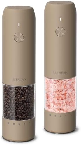 Ultrean Electric Salt and Pepper Grinder Set, Rechargeable,Brown by Ultrean