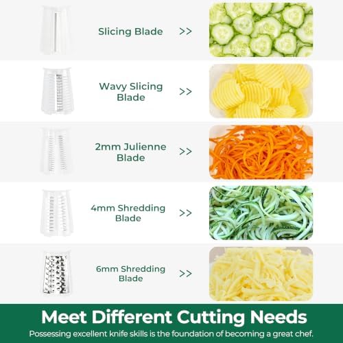 SUSTEAS Rotary Cheese Grater 5 Blades,Kitchen Mandoline Vegetable Slicer - Image 4