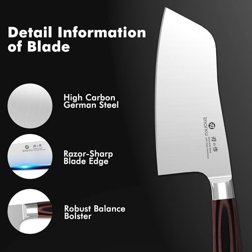 imarku 7 Inch Meat Cleaver, SUS440A Japanese Steel, Ergonomic Handle - Image 6