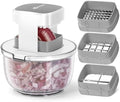 KEOUKE Multifunctional Vegetable Chopper Bowl White - 3 Interchangeable Blades Potato French Fry Cutter with Container & Storage Box Food Chopper Dicer for Cucumber, Tomato, Carrot, Onion by KEOUKE