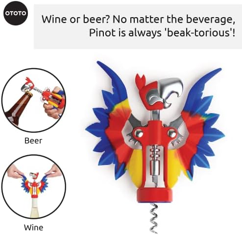 OTOTO Pinot Wine Bottle Opener - Parrot Wing Corkscrews for Gifts, Bottles Manual, Cool Gadgets with Wings, Bar accessories, Corkscrew - Image 4