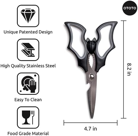 OTOTO Original Elizabat Kitchen Scissors - Halloween Goth Cute Bat Kitchen Shears, Bat Scissors, Gothic Scissors Utensils - Spooky Bats Halloween Gifts, Cute Gadgets, Kitchen Gadgets - Image 5