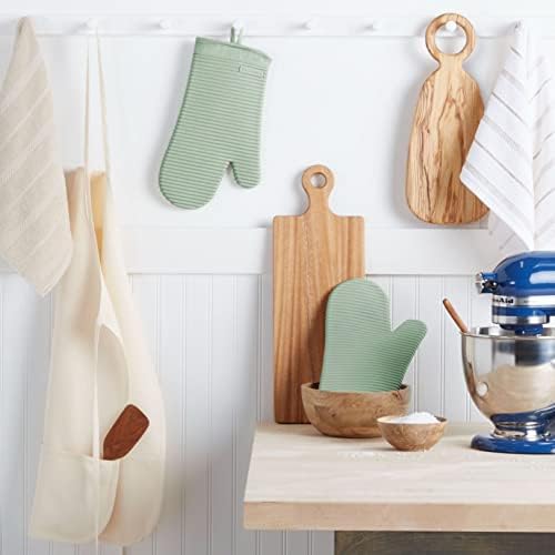 KITCHENAID Ribbed Soft Silicone Oven Mitt 2-Pack Set, 7.5"x13", Pistachio - Image 2