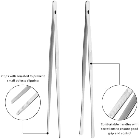 ChefBee 2PCS 12" Stainless Steel Kitchen Tongs Tweezers with Serrated Tips - Image 3