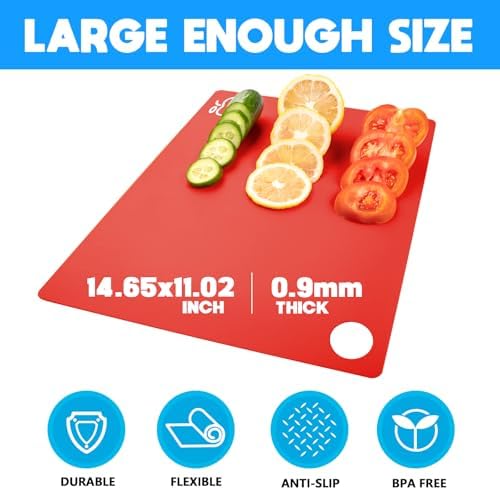 GoodLuck 7 Pieces Flexible Cutting Boards with Hanging Hole, BPA Free Plastic Cutting Boards for Kitchen, Non Slip Cutting Mat for Meat and Vegetables - Image 2