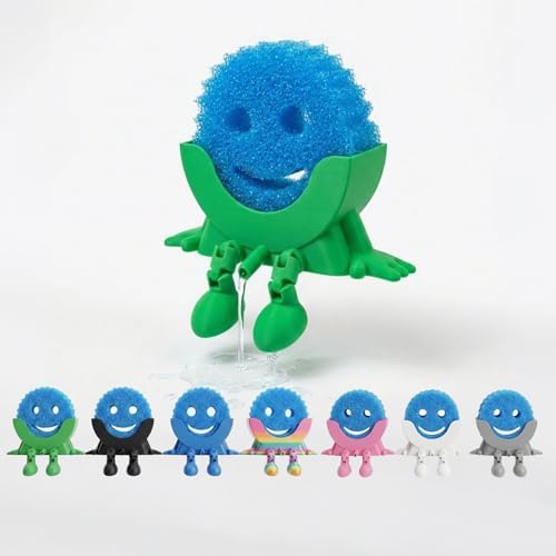 Creative Drainage Sponge Holder: Traceless Glue, 3D Printed Funny Kitchen Sink Holder, Keeps Sponge Dry – for Scrub Daddy (1, Green) by Bestbuyersmakebestsellers
