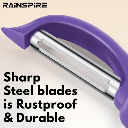 Rainspire Vegetable Peeler Potato Peelers for Kitchen, Sharp Stainless Steel Blades Veggie, Comfortable Handle Fruit Peeler, Carrot Peeler Apple Peeler Dishwasher Safe (2, Purple) - Image 3