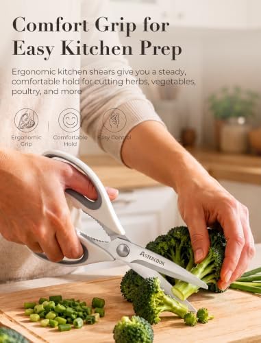 Astercook Kitchen Scissors, 3-Pack Heavy Duty Kitchen Shears with Stainless Steel Blades for Meat, Poultry, Herbs, Vegetables and Packaging, Dishwasher Safe - Image 5