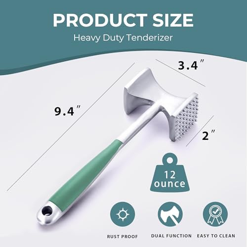 KITEXPERT Meat Tenderizer Hammer with Comfortable-Grip Handle, Dual-side Mallet for Kitchen, Heavy Duty Pounder For Tenderizing Steak, Beef and Fish, Mint Green - Image 6