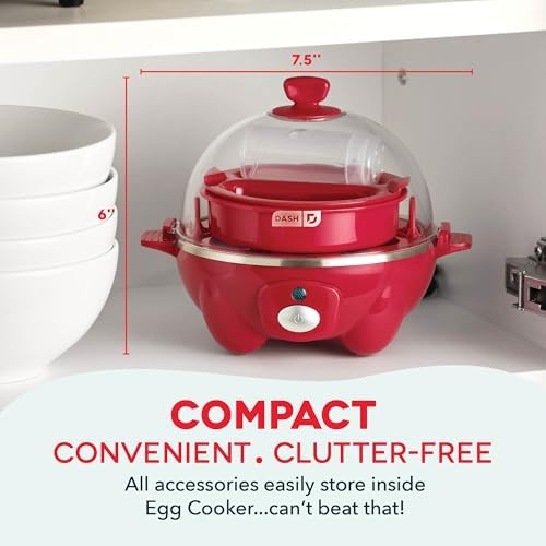 Dash Rapid Egg Cooker, 7 Eggs, Hard Boiled, Poached & Omelettes, Red - Image 5