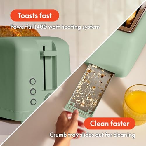 bella Fits-Anywhere™ Slim Toaster, 4 Slice Extra Long & Wide Slot, Seaglass - Image 5