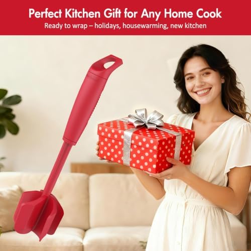 Ourokhome Meat Chopper and Potato Masher, Heat Resistant Nylon Ground Beef Smasher for Hamburger, 5 Curved Blades Nonstick Safe Mixer & Stirrer, Practical Kitchen Gadgets, Red - Image 6