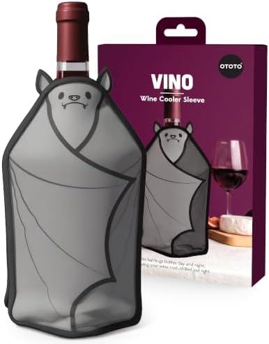 OTOTO Vino Wine Cooler Sleeve - Bat Cooler Sleeve for Wine Bottles & Glass Bottles, Reusable Bottle Cooler Sleeve, Halloween Spooky Gifts, Gothic Gifts, Unique Kitchen Gadgets by OTOTO