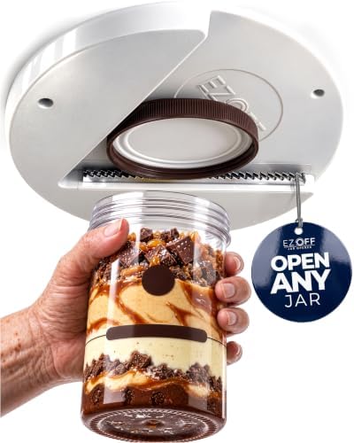 EZ Off Jar Opener for Seniors - Under Cabinet Jar Openers for Weak Hands, Easy Grip, Arthritis jar opener, One Handed Gadgets & Bottle Opener - Essential Kitchen Gadgets for Home Assistance - White by EZOff