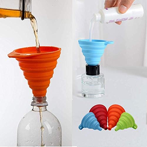 KongNai Kitchen Funnel Set 4 Pack, Small and Large, Kitchen Gadgets Accessories Foldable Silicone Collapsible Funnels for Filling Water Bottle Liquid Transfer Food Grade - Image 6