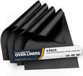 Oven Liners for Bottom of Oven - 4 Pack Large Heavy Duty Mats, 17”x25” Non-Stick Reusable Liner for Electric, Gas, Toasters, Grills - BPA & PFOA Free Kitchen Accessory to Keep It Clean (Black) by LindasEssentials