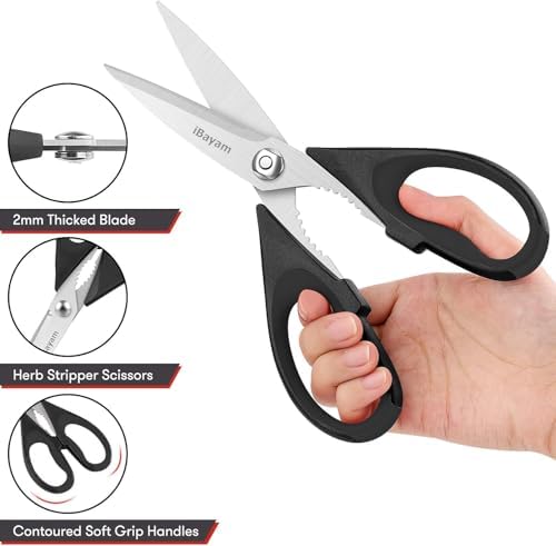 Small Kitchen Scissors 8-inch, iBayam 2 Pack Kitchen Shears All Purpose - Image 6