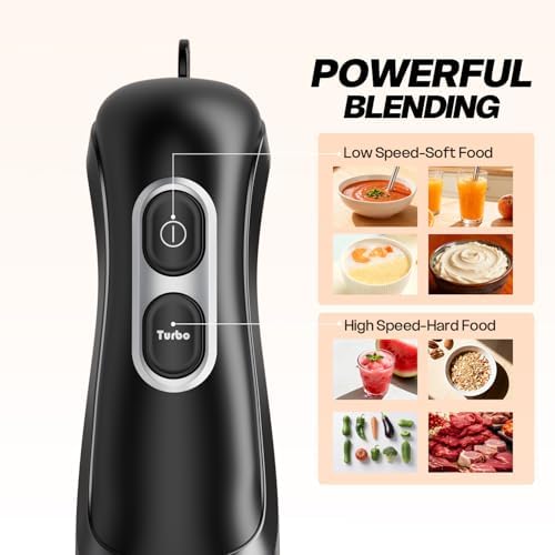 Turelar Immersion Blender Corded 400W, 2 Speed, Emulsifier, Blend, BPA-Free - Image 2