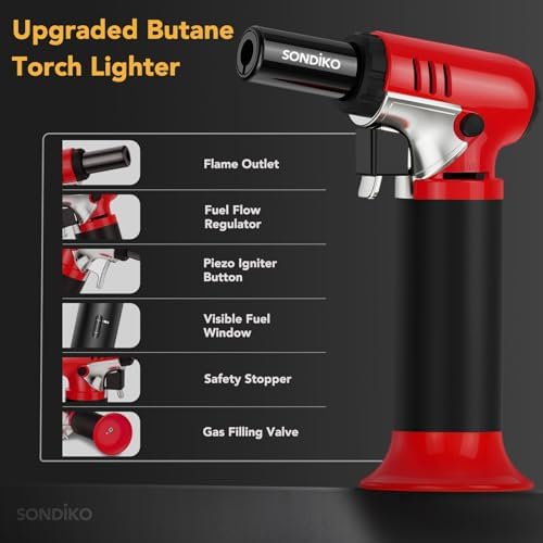 Sondiko Butane Torch, Refillable Soldering Torch with Visible Fuel Window - Image 3