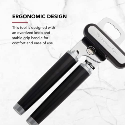KitchenAid Classic Multifunction Can Opener and Bottle Opener Easy to Use, Razor Sharp Stainless Steel Cutting Wheel, Soft Ergonomic Handles, Black, Pack of 12 - Image 6