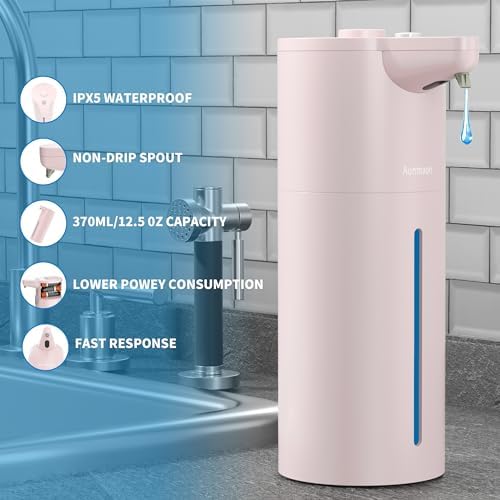 Aunmaon Automatic Soap Dispenser Touchless, Modern, Kitchen & Bathroom, Hands-Free, Adjustable Volume, Long Battery Life, Compatible with Thick & Thin Soap, Easy for Toddlers, Clog-Free, Pink - Image 5