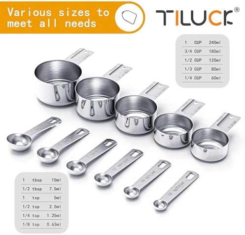TILUCK Stainless Steel Measuring Cups & Spoons Set, Cups and Spoons - Image 2