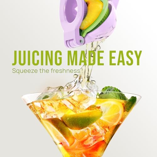 Zulay Kitchen Metal 2-in-1 Lemon Squeezer - Sturdy Max Extraction Hand Juicer Lemon Squeezer Gets Every Last Drop - Easy to Clean Manual Citrus Juicer - Easy-Use Lemon Juicer Squeezer - Purple/Lime - Image 3