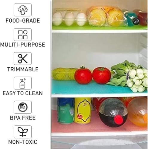 Aiosscd 7 PCS Shelf Mats Refrigerator Liners Washable Refrigerator Pads Fridge Mats Drawer Placemats Home Kitchen Gadgets Accessories Organization for Top Freezer(2green+2pink+3blue) - Image 2